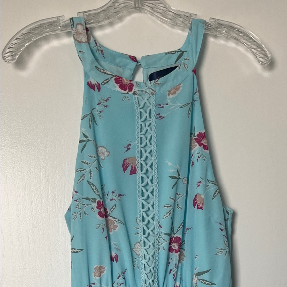 Blue Rain dress, Size M, Blue with floral print